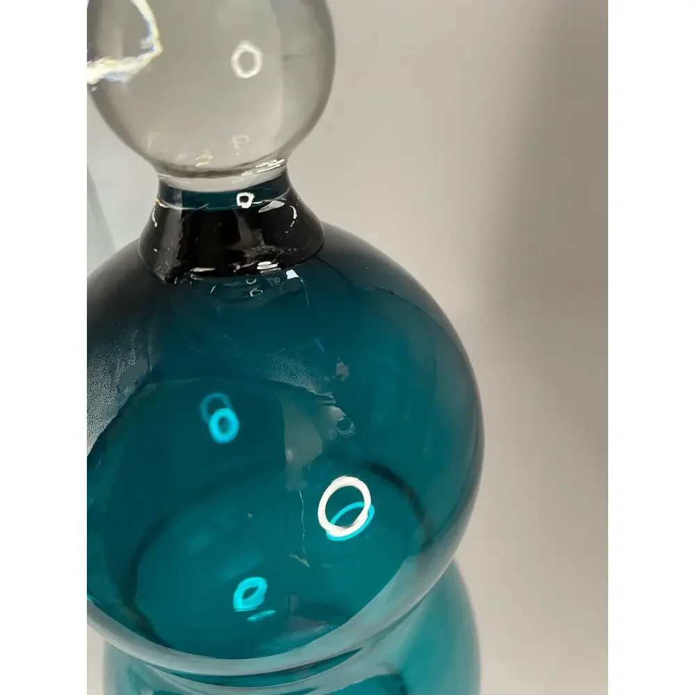 Vintage Handblown Blue Footed Vase Art Glass